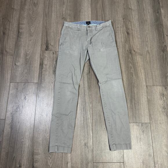 J.Crew Stretch 250 Skinny Chino Pants Mens 30x32 Gray Twill Cotton Blend Zip Fly - Picture 2 of 8